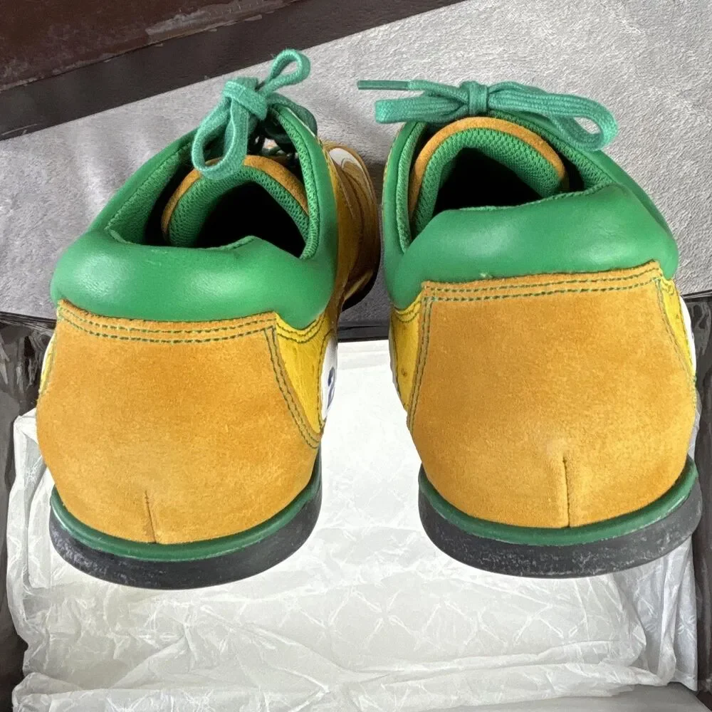 Cole Haan Mundo Oxford‎ Shoes Mens Size 8 Mustard Green Ostrich Leather C04504